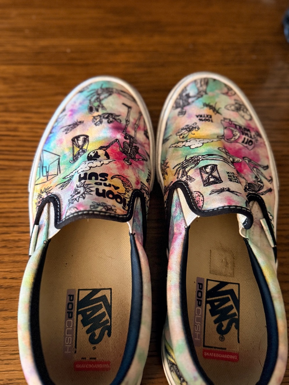 Vans Skate Slip-On in the "Shroom Doom" colorway, featuring a multicolor tie-dy
